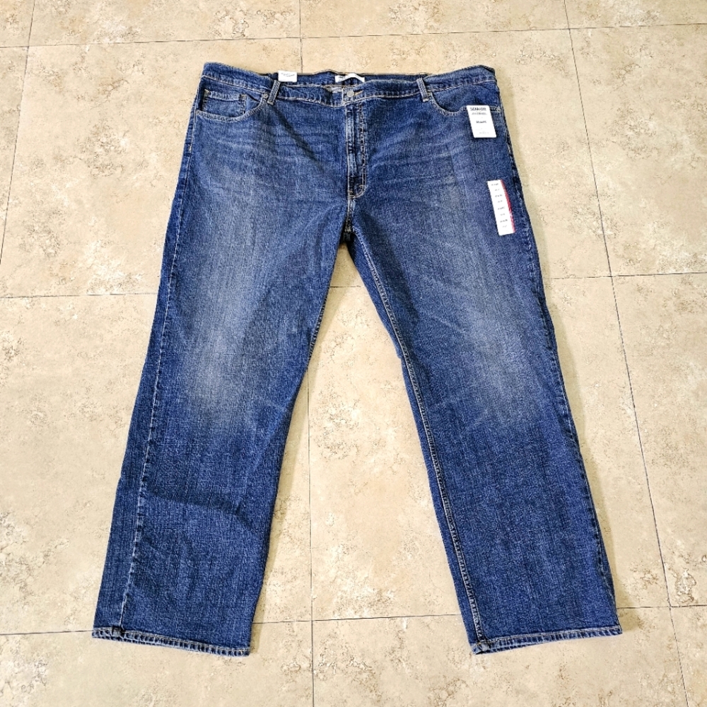 NEW LEVIS Strauss Signature Relaxed Straight Light Blue Denim Jeans Size 50x32